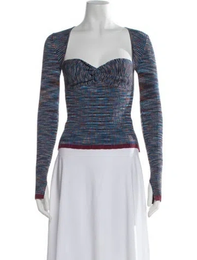 Pre-owned Simkhai Striped Square Neckline Top In Blue