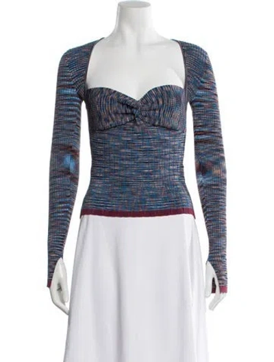 Pre-owned Simkhai Striped Square Neckline Top In Blue