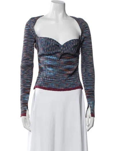 Pre-owned Simkhai Striped Square Neckline Top In Blue