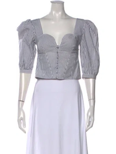 Pre-owned Simkhai Striped Square Neckline Top In White