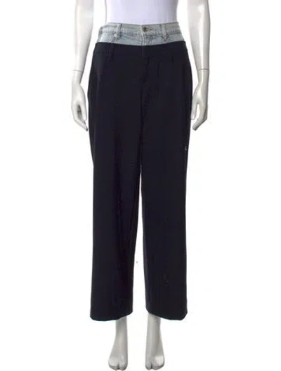 Pre-owned Simkhai Striped Straight Leg Pants In Black