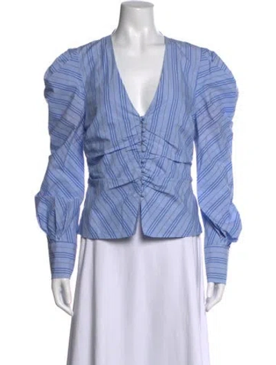 Pre-owned Simkhai Striped V-neck Blouse In Blue