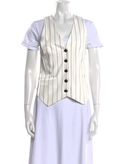 Pre-owned Simkhai Striped V-neck Blouse In Neutral