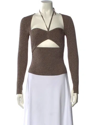 Pre-owned Simkhai Striped V-neck Bodysuit In Neutral