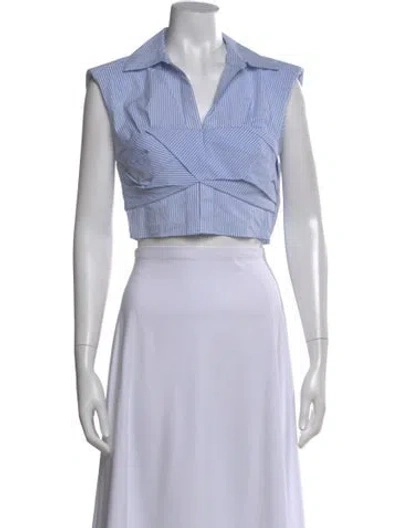 Pre-owned Simkhai Striped V-neck Crop Top In Blue