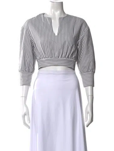 Pre-owned Simkhai Striped V-neck Crop Top In Brown