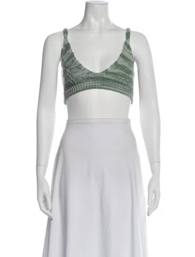 Pre-owned Simkhai Striped V-neck Crop Top W/ Tags In White