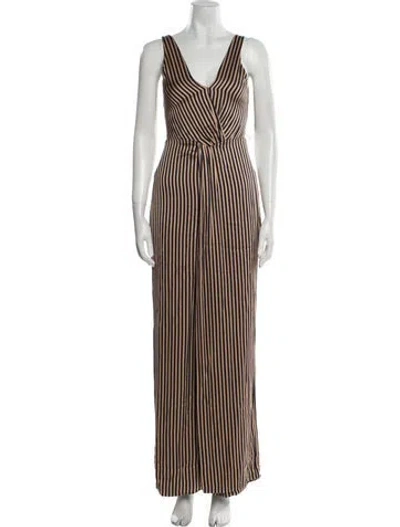 Pre-owned Simkhai Striped V-neck Jumpsuit In Blue