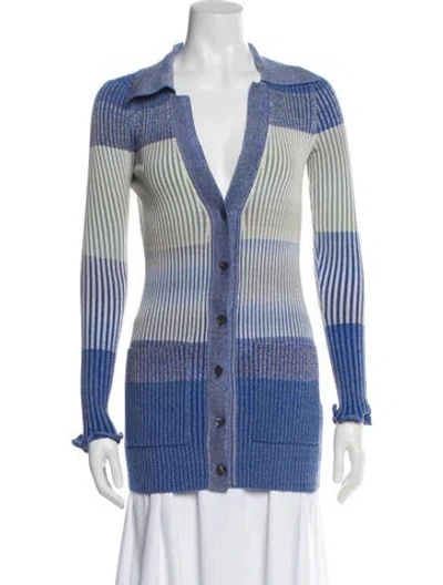 Pre-owned Simkhai Striped V-neck Sweater In Blue