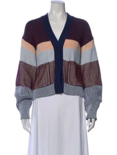 Pre-owned Simkhai Striped V-neck Sweater In Blue