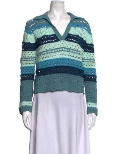 Pre-owned Simkhai Striped V-neck Sweater In Blue