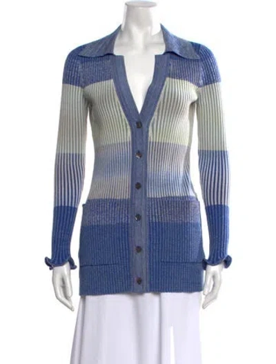 Pre-owned Simkhai Striped V-neck Sweater In Blue