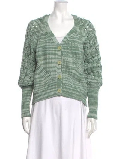 Pre-owned Simkhai Striped V-neck Sweater In Green