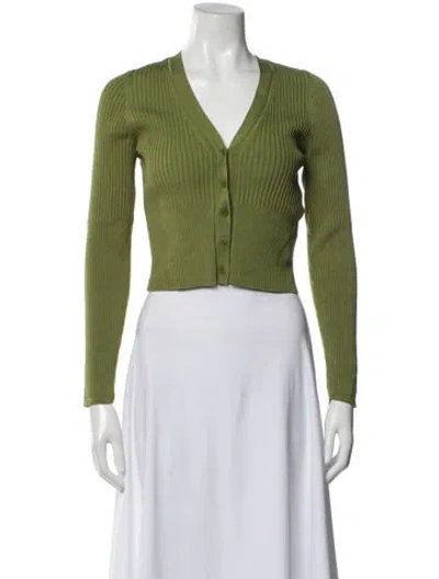 Pre-owned Simkhai Striped V-neck Sweater In Green