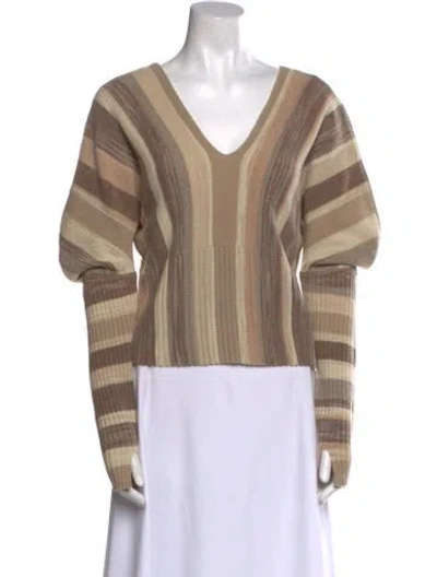 Pre-owned Simkhai Striped V-neck Sweater In Neutral