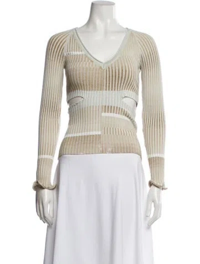 Pre-owned Simkhai Striped V-neck Sweater In Neutral