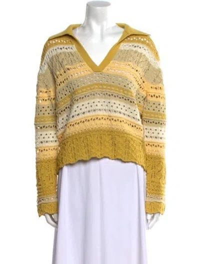 Pre-owned Simkhai Striped V-neck Sweater In Neutral