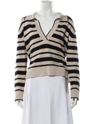Pre-owned Simkhai Striped V-neck Sweater In Neutral