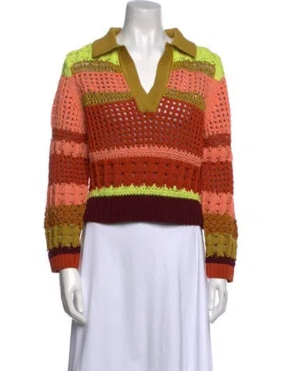 Pre-owned Simkhai Striped V-neck Sweater In Orange
