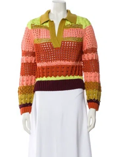 Pre-owned Simkhai Striped V-neck Sweater In Orange