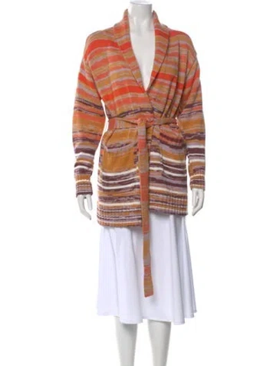 Pre-owned Simkhai Striped V-neck Sweater In Orange