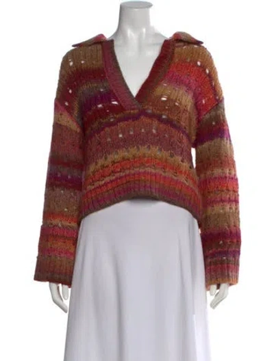 Pre-owned Simkhai Striped V-neck Sweater In Red