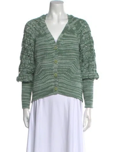 Pre-owned Simkhai Striped V-neck Sweater W/ Tags In Green