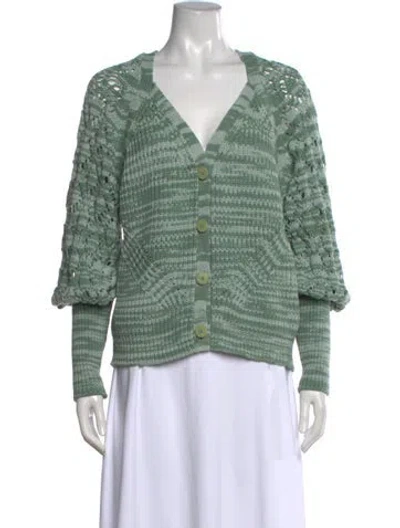 Pre-owned Simkhai Striped V-neck Sweater W/ Tags In Green