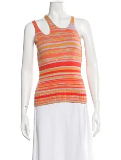 Pre-owned Simkhai Striped V-neck Sweater W/ Tags In Orange