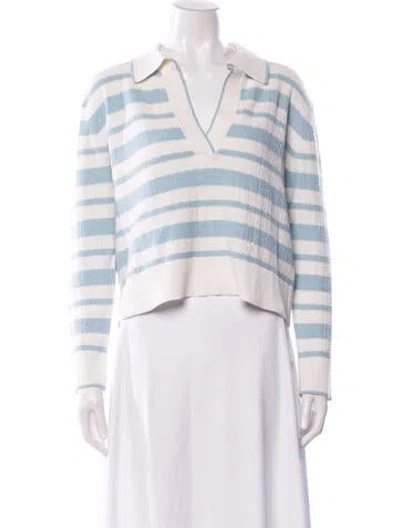 Pre-owned Simkhai Striped V-neck Sweater W/ Tags In White