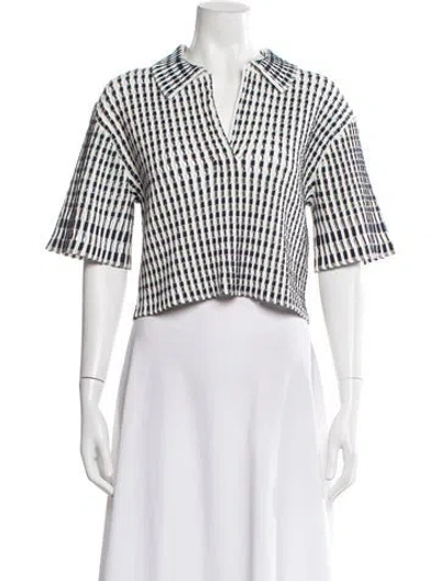 Pre-owned Simkhai Striped V-neck Top In Blue