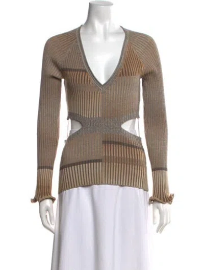 Pre-owned Simkhai Striped V-neck Top In Neutral