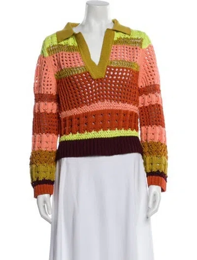 Pre-owned Simkhai Striped V-neck Top In Orange