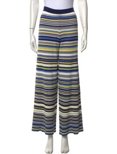 Pre-owned Simkhai Striped Wide Leg Pants In Blue