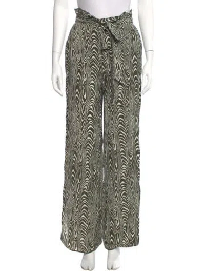 Pre-owned Simkhai Striped Wide Leg Pants In Green