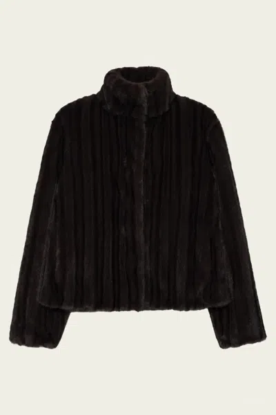 Simkhai Sudie Faux Fur Jacket In Dark Chocolate In Brown