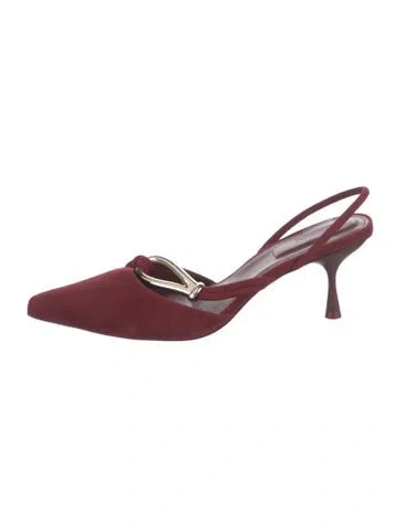 Pre-owned Simkhai Suede Cutout Accent Slingback Pumps In Burgundy