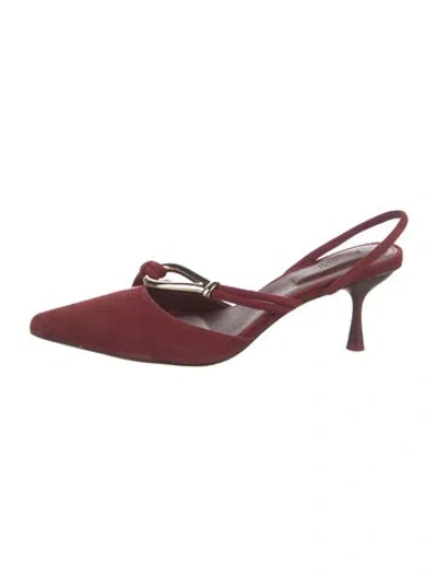 Pre-owned Simkhai Suede Cutout Accent Slingback Pumps In Burgundy