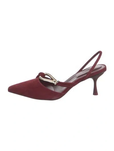 Pre-owned Simkhai Suede Cutout Accent Slingback Pumps W/ Tags In Burgundy