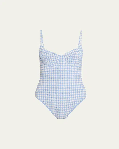 Simkhai Suni Gingham One-piece Swimsuit In Blue Hydrangea Gingham