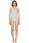 Simkhai Suni Gingham Seersucker One-piece Swimsuit In Blue Hydrangea Gingham