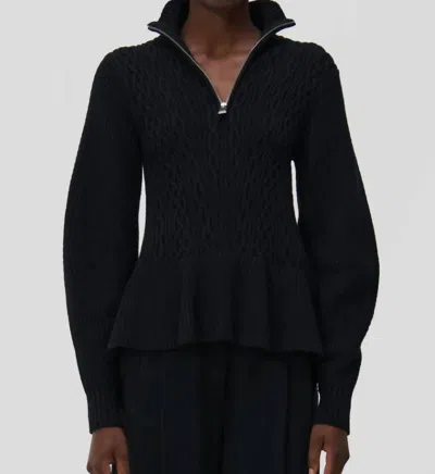 Simkhai Susanna Polo Cable-knit Sweater In Black