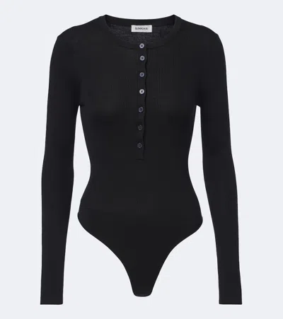 Simkhai Susanne Ribbed Silk And Cashmere Bodysuit In Black
