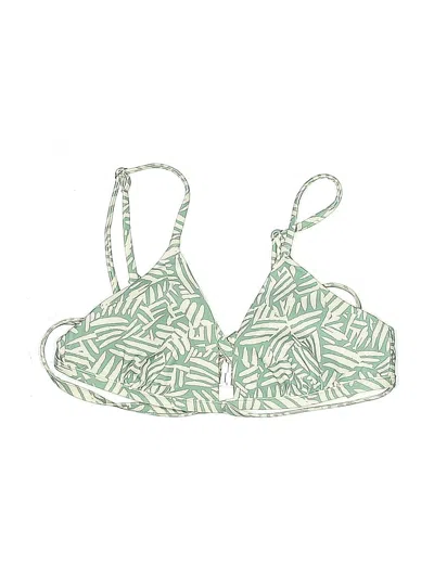 Pre-owned Simkhai Swimsuit Top Green Tropical Pattern Swimwear