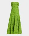 Simkhai Imogen Jacquard Strapless Midi Dress In Green