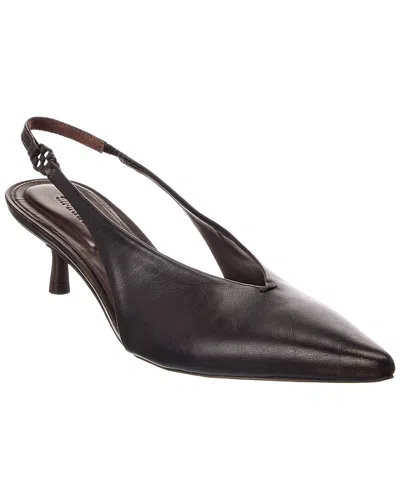 Simkhai Sylvie Distressed Leather Slingback Sandal In Brown