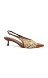 Simkhai Sylvie Netted Raffia Slingback Kitten Heel In Neutral