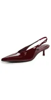 Simkhai Sylvie Patent Leather Slingback Kitten Heels Cranberry In Red