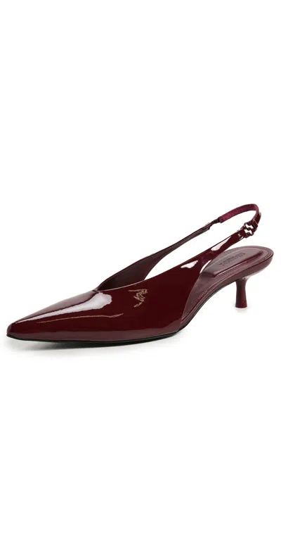 Simkhai Sylvie Patent Leather Slingback Kitten Heels Cranberry In Red