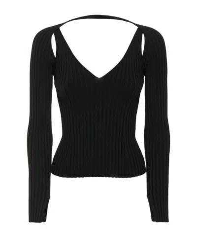 Simkhai Sylvie Ribbed Stretch Knit Sweater In Black